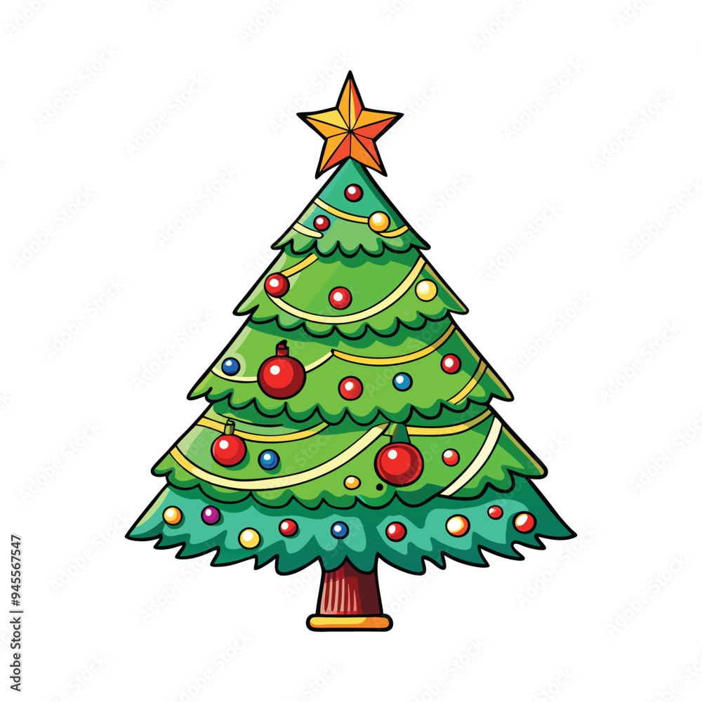 Fototapeta premium Festive Christmas Tree with Lights Vector