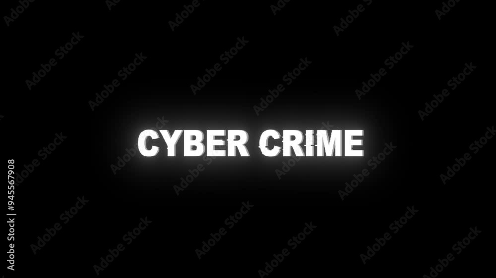 CYBER CRIME glitch notification. Looped cybercrime concept hacking animation. CYBER CRIME text with glitch effect. Security breach, alert screen, hacking attack. CYBER CRIME glitch notification. Looped cybercrime concept hacking animation. CYBER CRIME text with glitch effect. Security breach, alert screen, hacking attack.