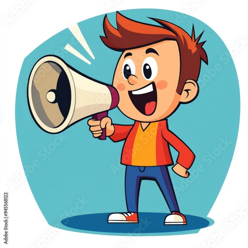 cartoon man with megaphone