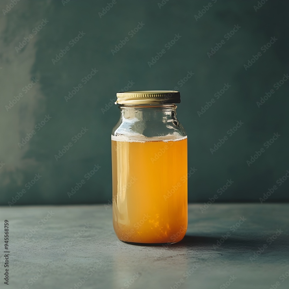 Isolated Kombucha Jar Placed at the Center of a Plain Textured Surface in a Minimalist Still Life Composition Isolated Kombucha Jar Placed at the Center of a Plain Textured Surface in a Minimalist Still Life Composition