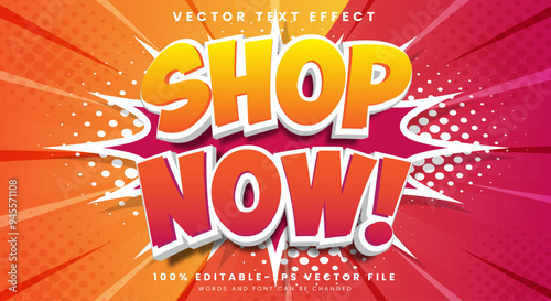Shop Now headline editable text effect Template suitable for Comic Style