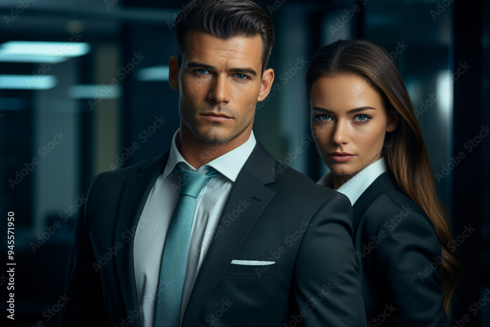 Successful business people person in modern interior office space building made with Generative AI artwork