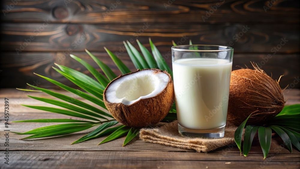 Fresh milk in glass with coconut, milk, glass, coconut, fresh, organic, beverage, drink, dairy, natural, white Fresh milk in glass with coconut, milk, glass, coconut, fresh, organic, beverage, drink, dairy, natural, white