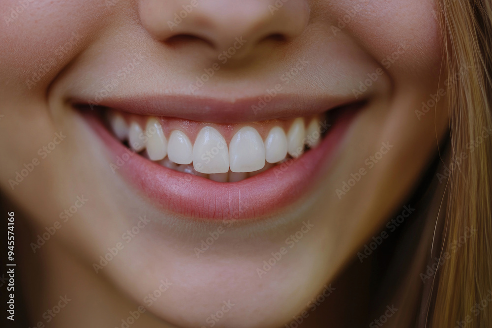 A close-up of a pleasant womans smile. A close-up of a pleasant womans smile.