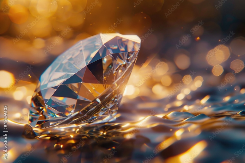 A solitary diamond resting on a reflective surface A solitary diamond resting on a reflective surface