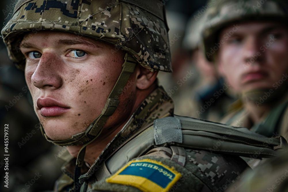 Generated with AI close up photo of soldier in full combat gear camouflage Generated with AI close up photo of soldier in full combat gear camouflage