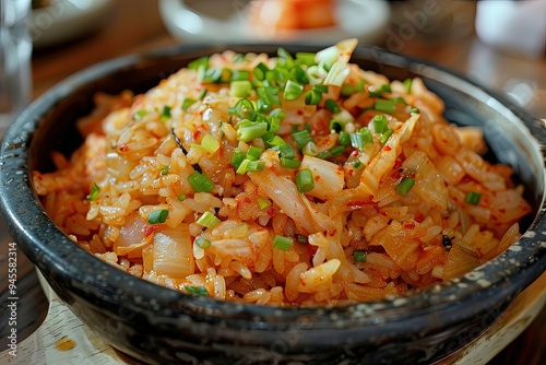 a close up of a bowl of food on a table