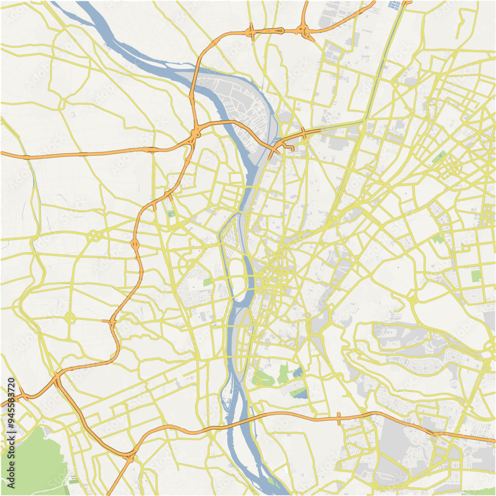 Road map of Cairo in Egypt. Contains layered vector with roads water, parks, etc. Road map of Cairo in Egypt. Contains layered vector with roads water, parks, etc.