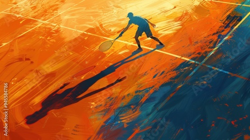 A man is playing tennis on a court with a tennis racket