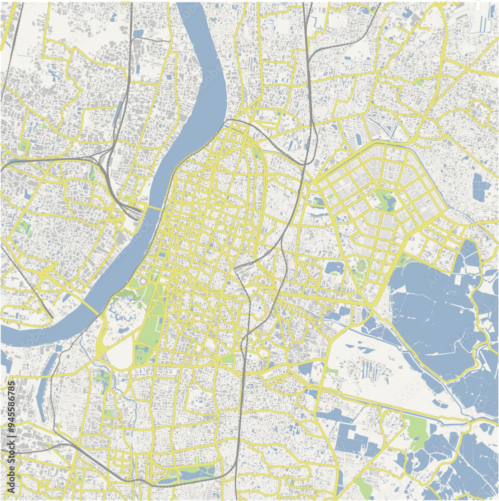 Fototapeta premium Road map of Kolkata (Calcutta) in India. Contains layered vector with roads water, parks, etc.
