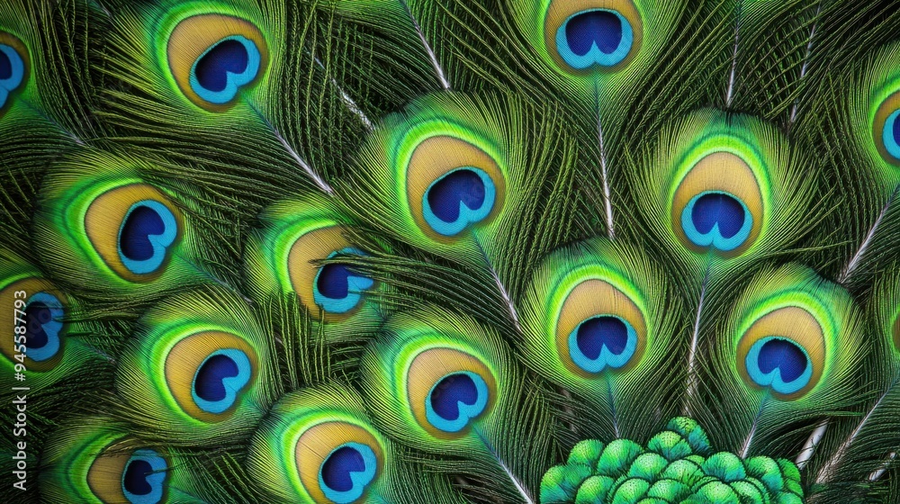 Obraz premium Close-up of Vibrant Peacock Feathers with Rich Colors 