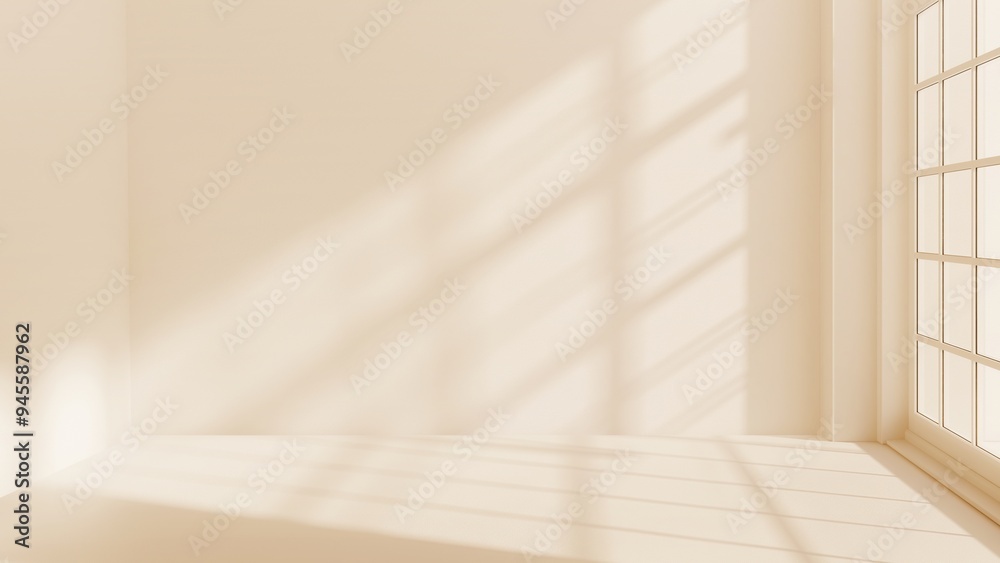 Light beige empty room with window shadow Light beige empty room with window shadow