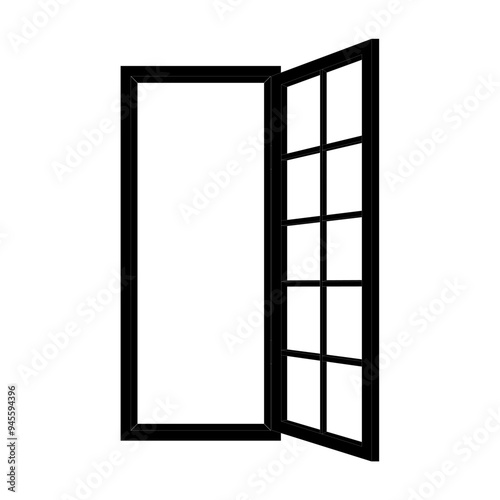 Modern and minimal house window vector illustrations for interior decoration isolated on background, open office glass window frame, room, apartment, hotel, residential, property. Luxury and elegance