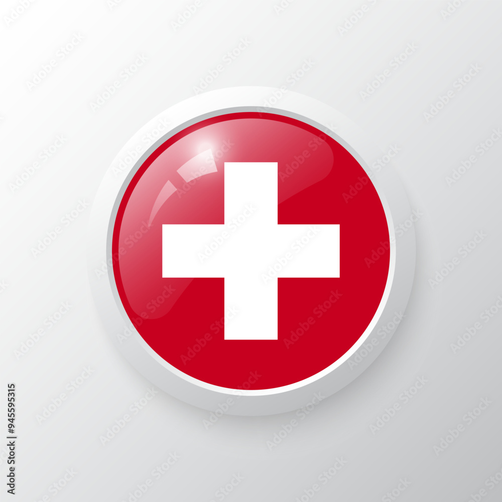 3D Button with Switzerland flag. as round glossy icon on background isolated. Vector illustration eps 10.
3D Button with Switzerland flag. as round glossy icon on background isolated. Vector illustration eps 10.