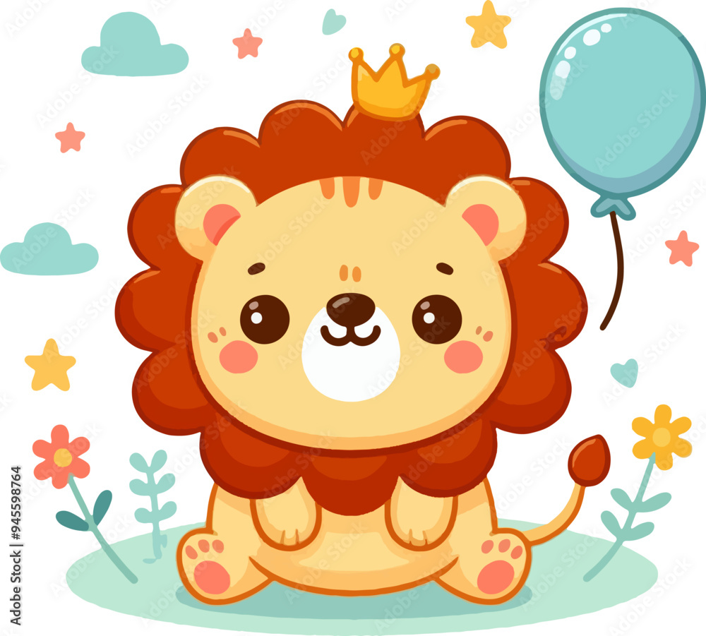cute cartoon smiling lion