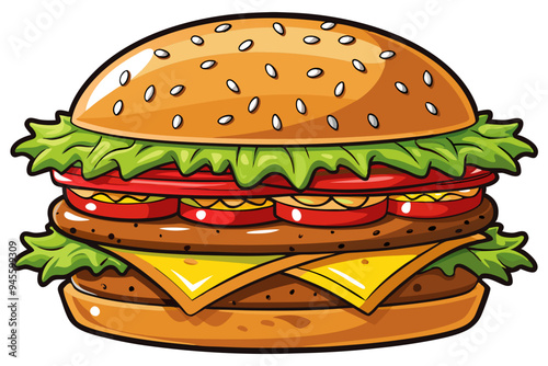 Delicious Burger Clipart: Perfect for Menus and Promotions