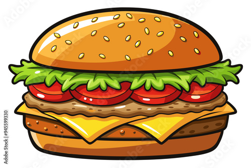 Delicious Burger Clipart: Perfect for Menus and Promotions