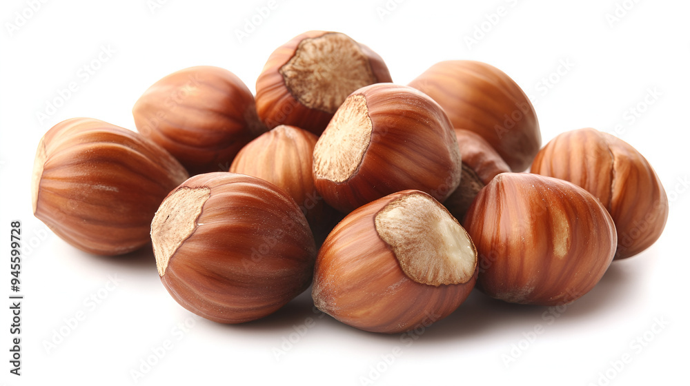 close-up of Hazelnuts on isolated background. ai generative. close-up of Hazelnuts on isolated background. ai generative.