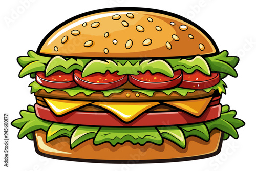Delicious Burger Clipart: Perfect for Menus and Promotions