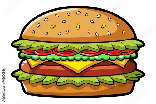 Delicious Burger Clipart: Perfect for Menus and Promotions