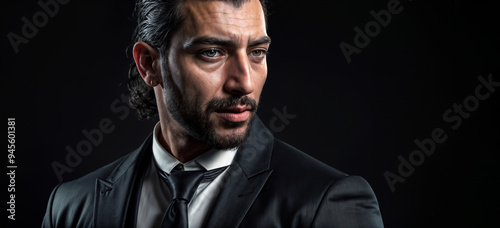 portrait of a man dressed in a suit and tie, exuding an air of professionalism and sophistication.