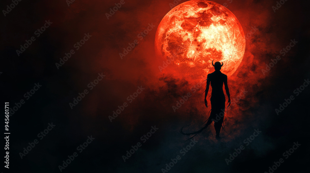A vampire's silhouette against the backdrop of a glowing blood moon, with mist swirling at their feet. A vampire's silhouette against the backdrop of a glowing blood moon, with mist swirling at their feet.