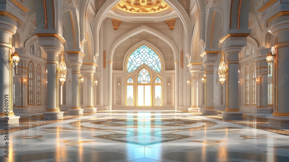 Fototapeta premium 3D rendering of a popular interior design commonly found in mosques