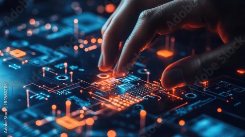 a circuit board with tiny components, representing hardware development