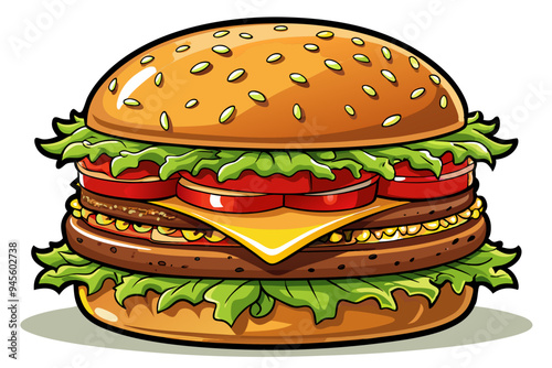 Vector Burger Clipart: Ideal for Restaurant Designs and Ads