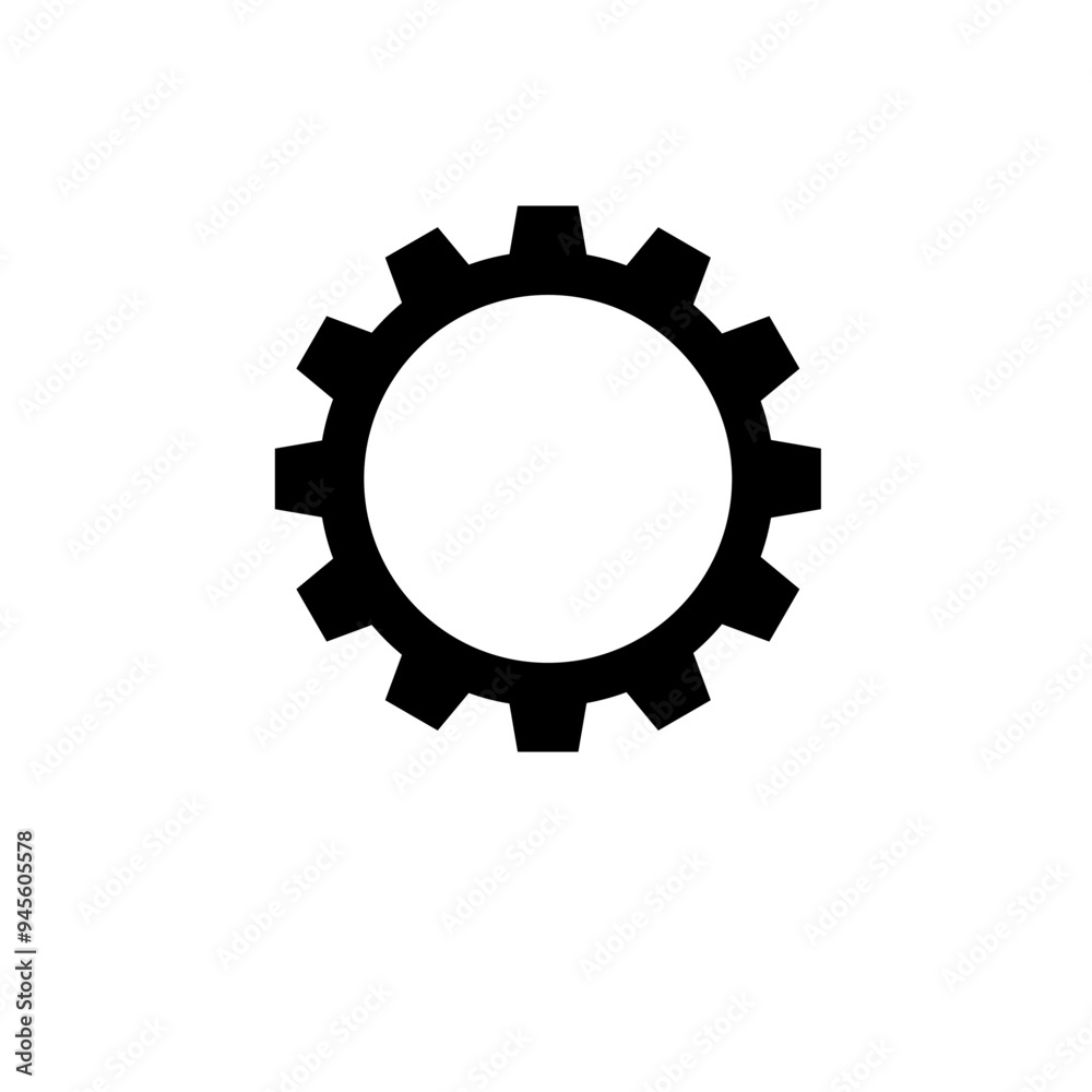 Gear Mechanism, Rackwheel Solid Flat Vector Icon Isolated on White Background. Gear Mechanism, Rackwheel Solid Flat Vector Icon Isolated on White Background.