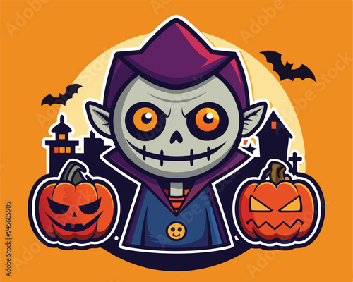 hallowen t shirt and sticker vector illustration design