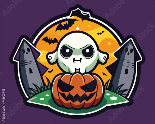 hallowen t shirt and sticker vector illustration design