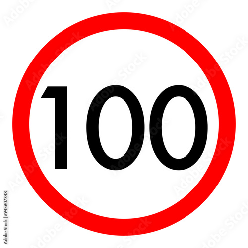 Speed limit 100 round road traffic icon flat design for project