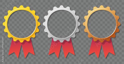 set of gold silver and bronze awards or medals