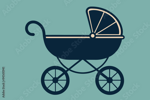 baby carriage silhouette vector illustration