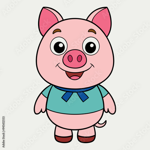 cute piggy children vector illustration 