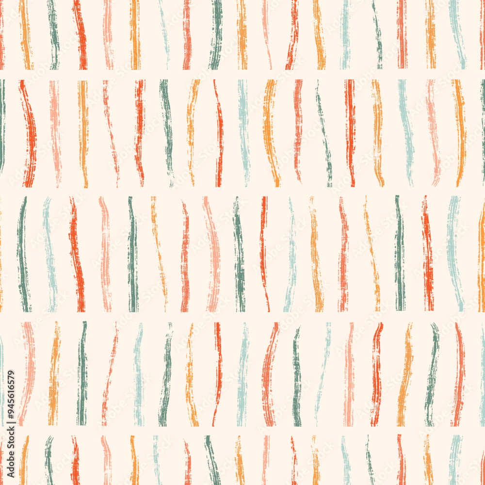 Fototapeta premium brush strokes abstract seamless pattern in autumn palette for textile prints, wallpaper, packaging, kitchenware, towels, tablecloth, scrapbooking, wrapping paper, etc. EPS 10