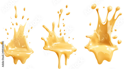 Set of Splash of Cheese with drip and melting sauce splashing isolated on transparent background photo