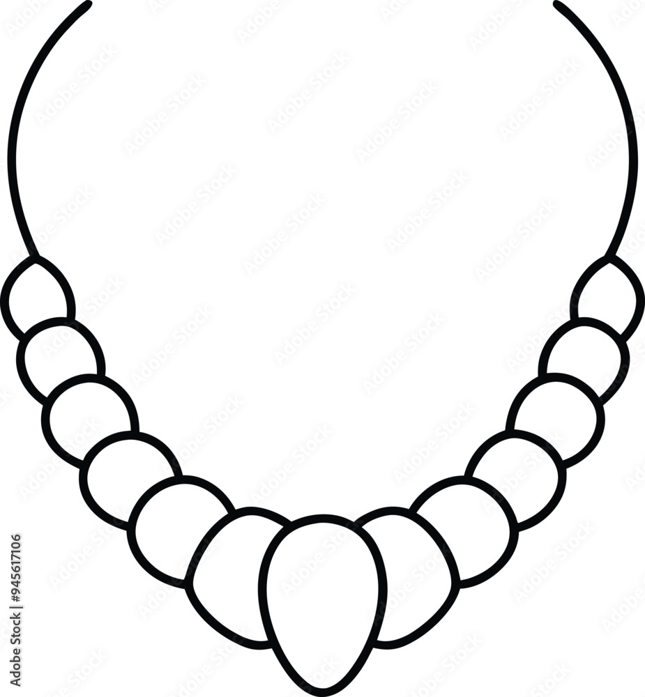 Obraz premium Delightful line art of a simple seashell necklace perfect for kids to color and enjoy creating their own beach-themed designs