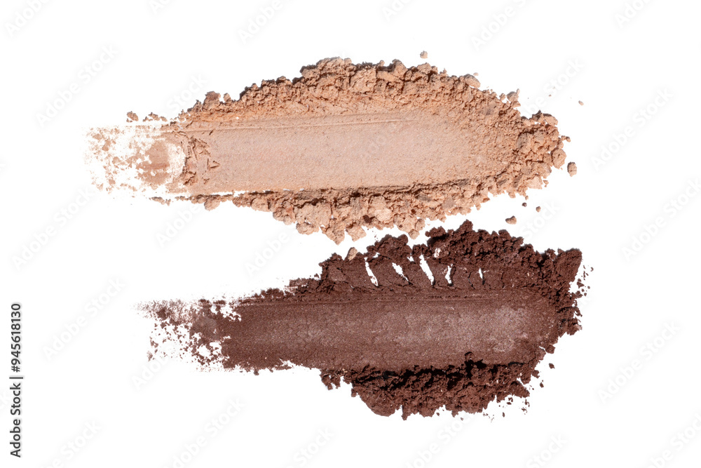 Smear of crushed eye shadow or face powder isolated on white background Smear of crushed eye shadow or face powder isolated on white background