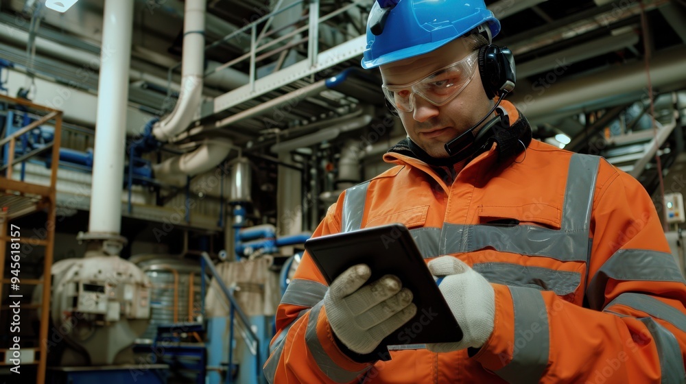 The engineer with a tablet The engineer with a tablet