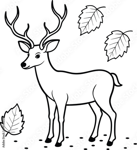 Simple deer outline with big antlers ideal for young artists
