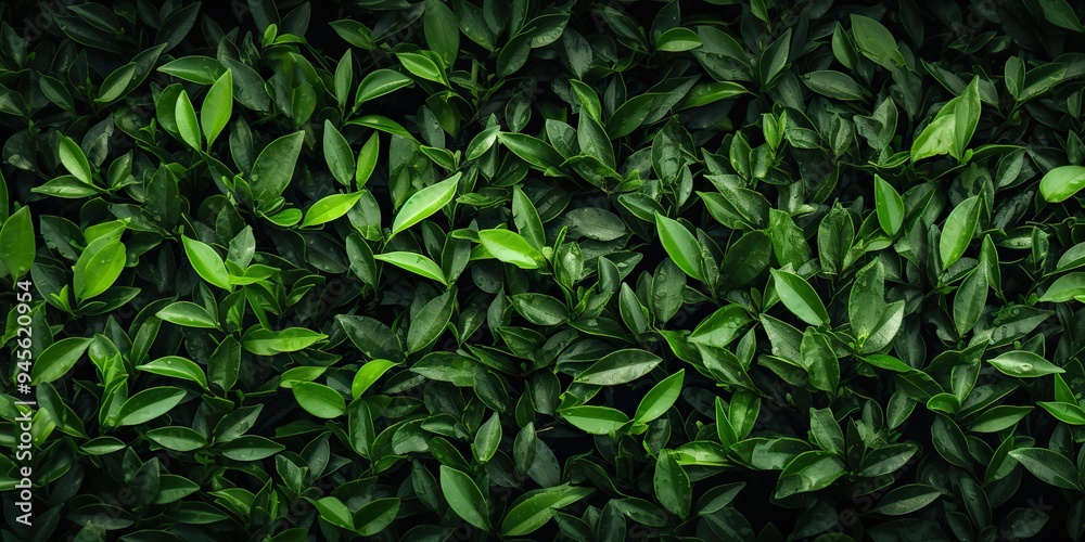Fototapeta Top view tea leaves background decoration with many fresh plant grenn herbs scene