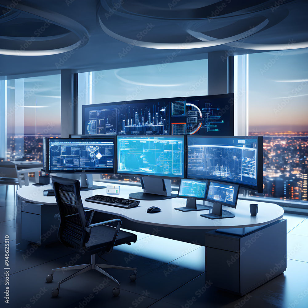 Fototapeta premium Large Scale Computing Brilliance - GS Computers in an Advanced Technological Workspace