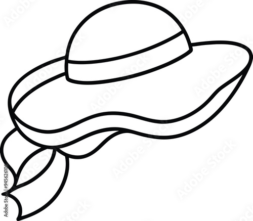 Kids can color floppy sun hats with ribbons and summer vibes
