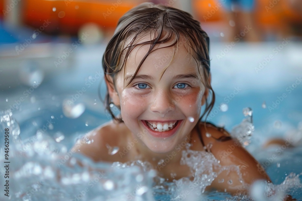 child in the swimming pool. Happy kid having fun in swimming pool at aquapark child in the swimming pool. Happy kid having fun in swimming pool at aquapark