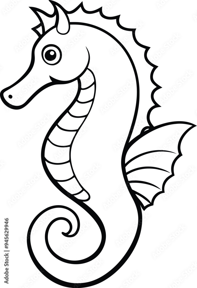 Fototapeta premium Seahorse line art for kids coloring book