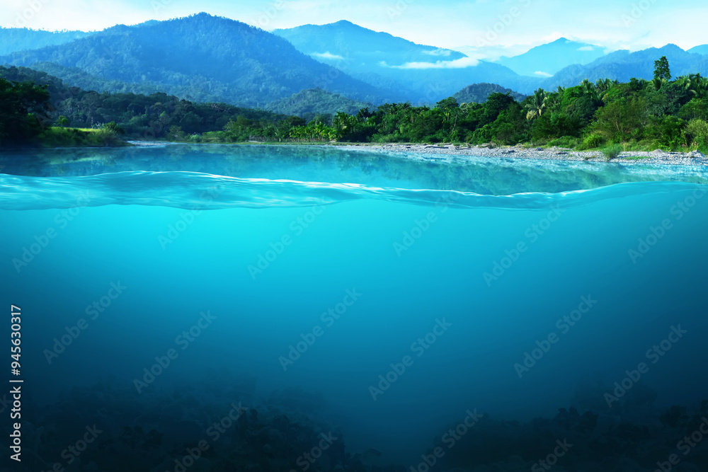 Beautiful lake underwater, Nature background. Beautiful lake underwater, Nature background.