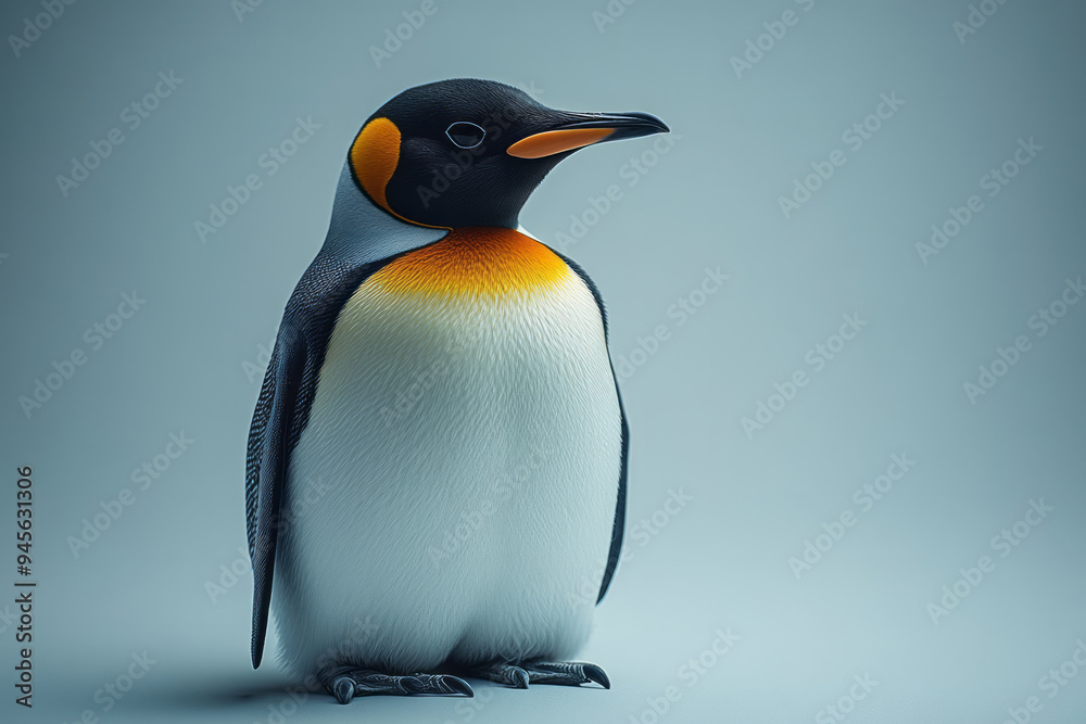 Fototapeta premium Penguin on a white canvas,