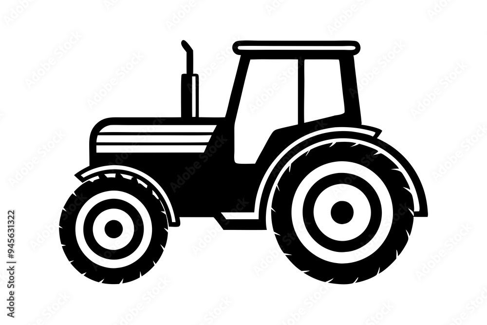 Tractor silhouette vector illustration isolated on a white background Tractor silhouette vector illustration isolated on a white background